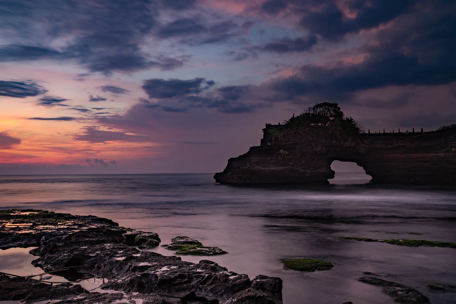 Purple sunset by the sea in Bali