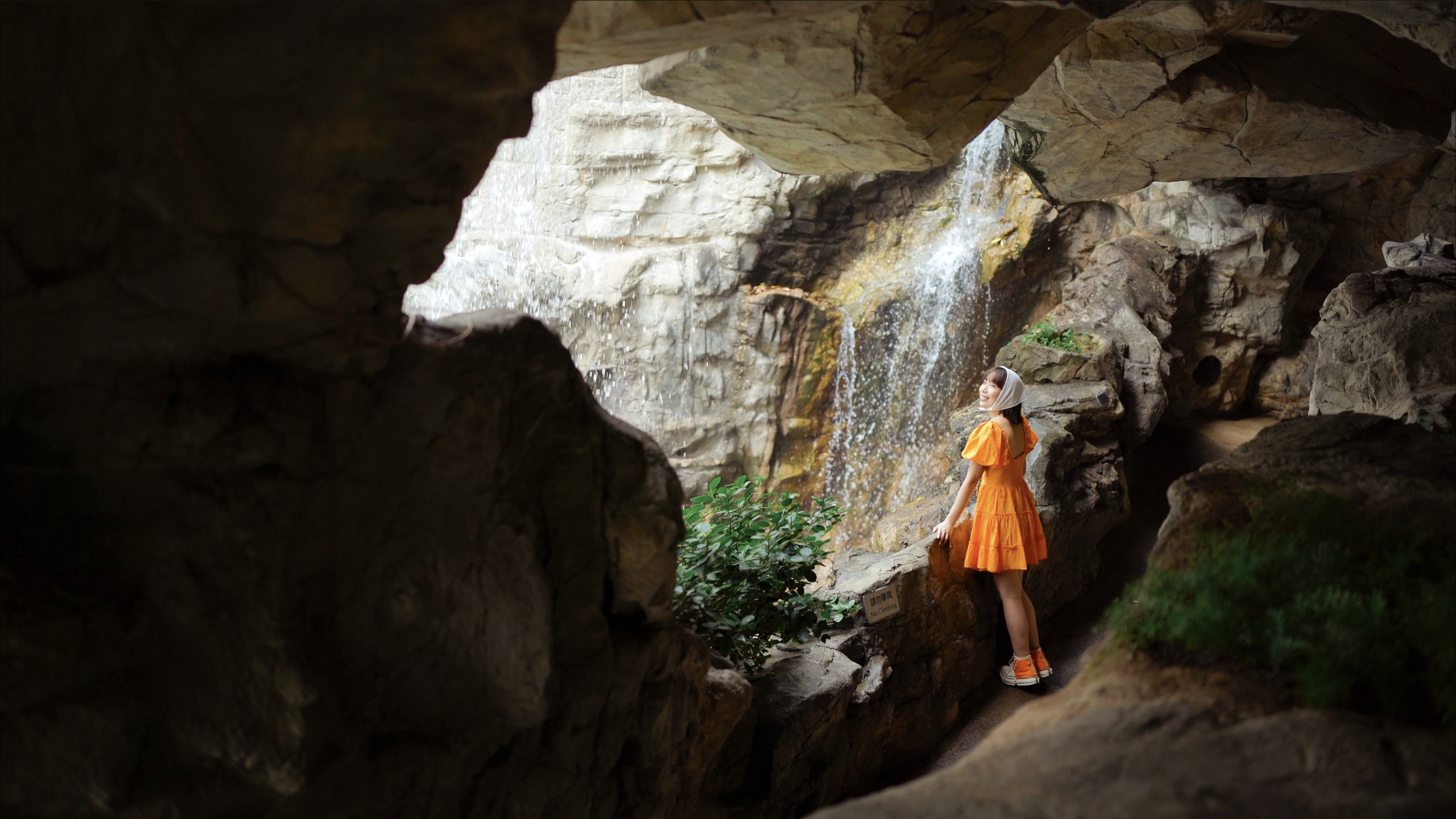 Angela in a cave