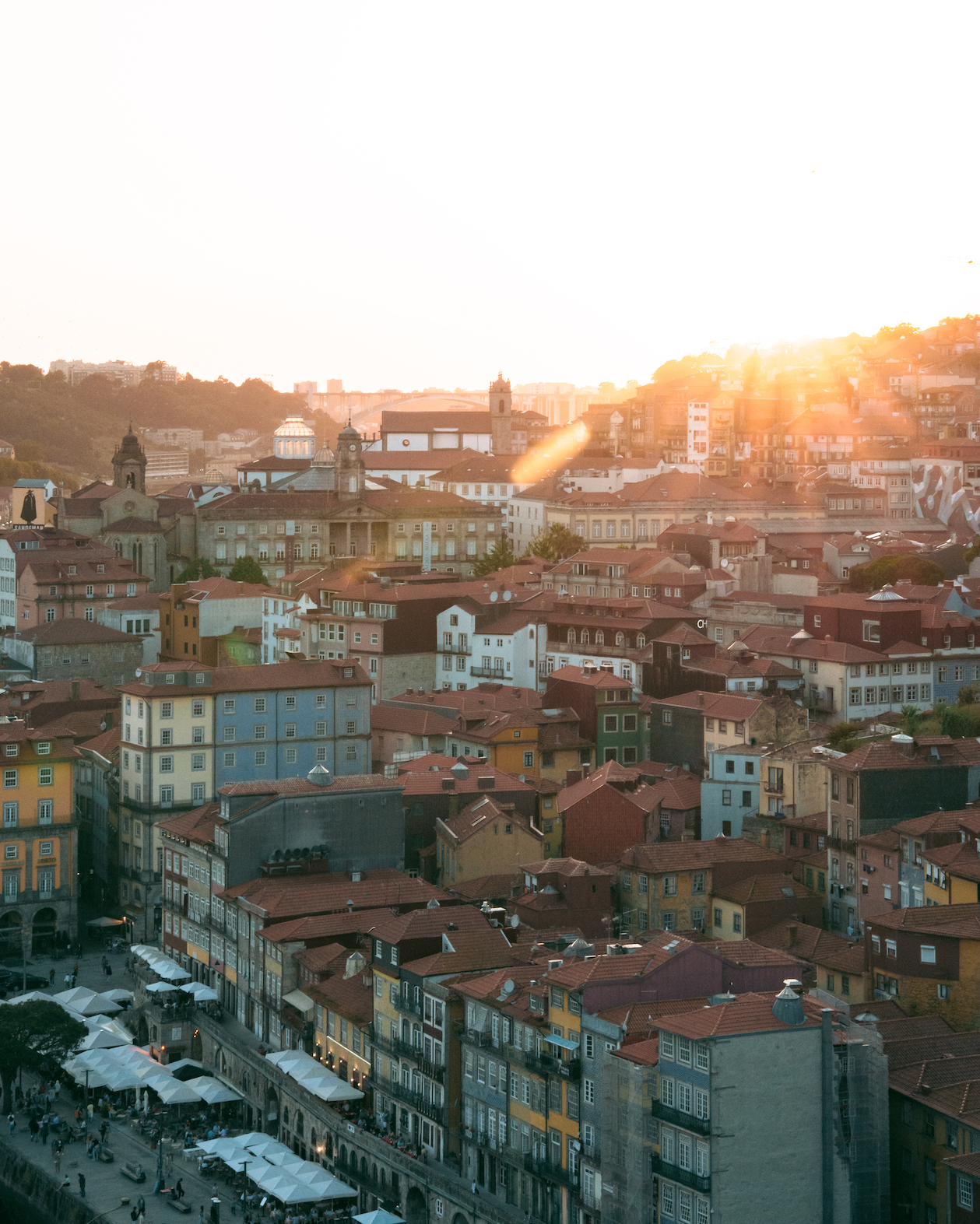 Panoramic view of Porto at sunset