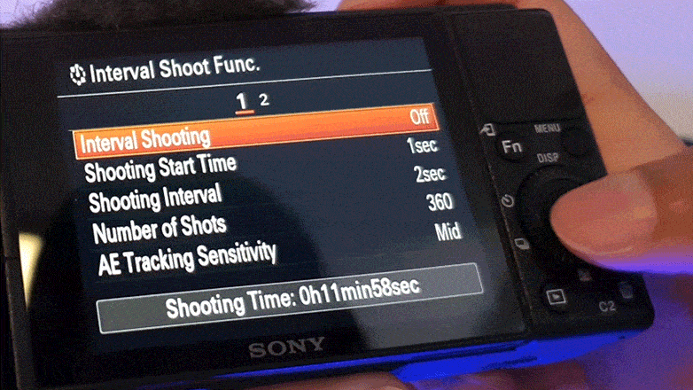 Interval shooting feature on the Sony ZV-1